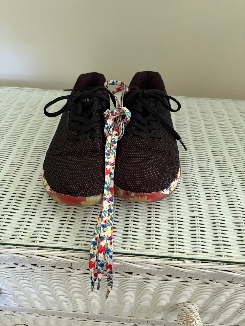 NOBULL Black womens Sneakers with Multicolor Floral Laces